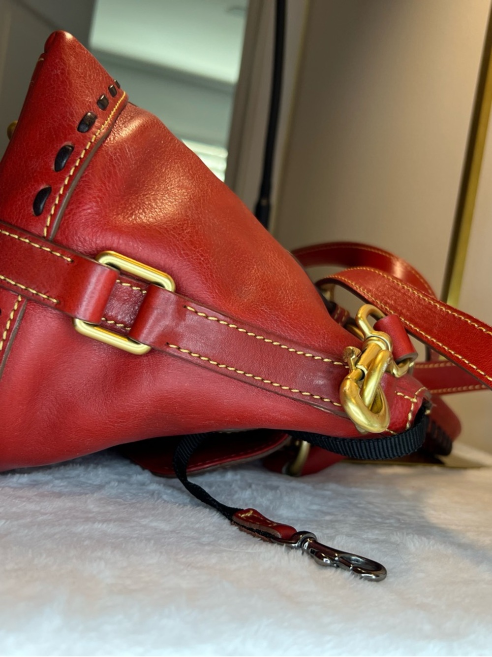 Dooney & Bourke Florentine Red Leather Large Satchel EUC - Picture 5 of 9